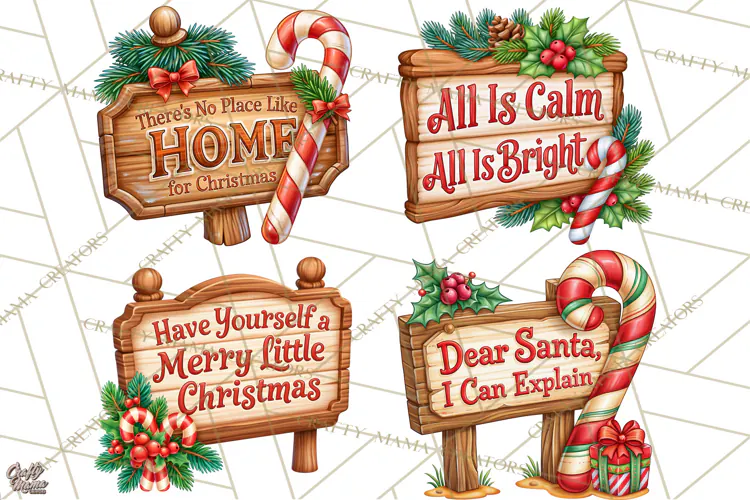 Candy Cane Lane Vintage Christmas Quote Signs