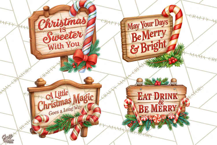 Candy Cane Lane Vintage Christmas Quote Signs