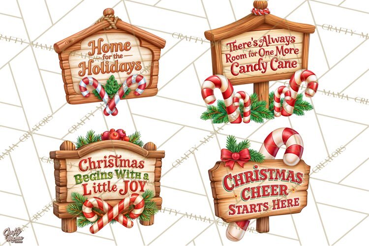 Candy Cane Lane Vintage Christmas Quote Signs example image 1