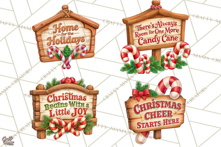 Candy Cane Lane Vintage Christmas Quote Signs