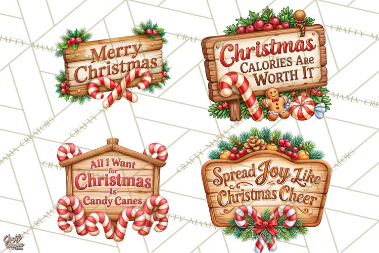 Candy Cane Lane Vintage Christmas Quote Signs