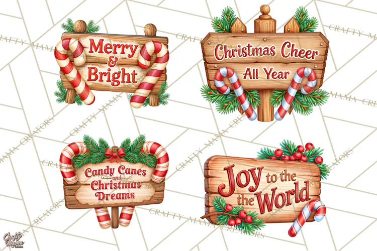 Candy Cane Lane Vintage Christmas Quote Signs