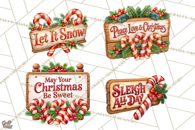 Candy Cane Lane Vintage Christmas Quote Signs example image 1