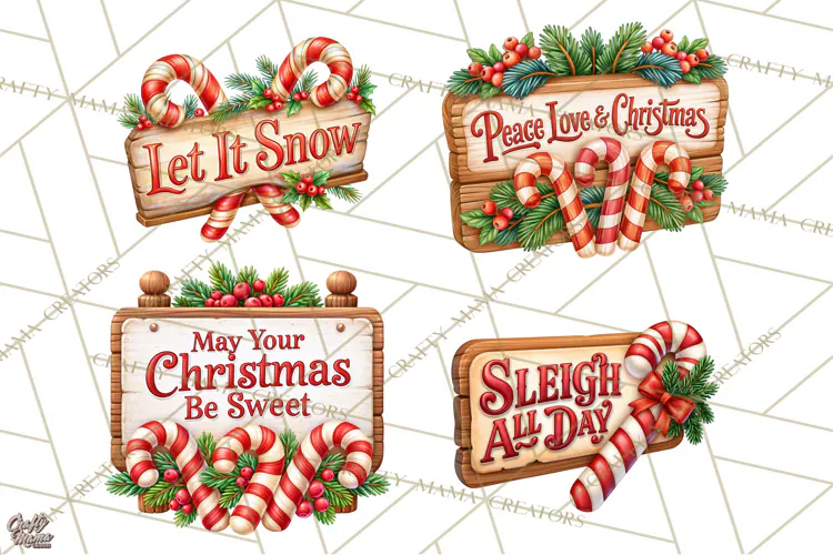 Candy Cane Lane Vintage Christmas Quote Signs