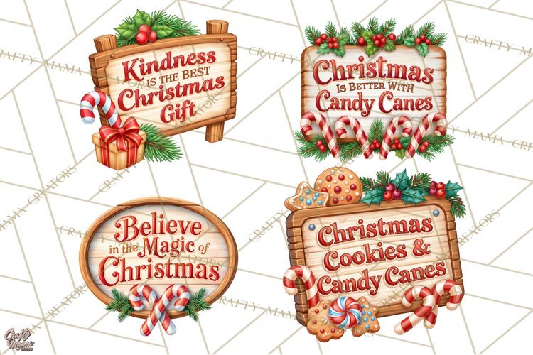 Candy Cane Lane Vintage Christmas Quote Signs example image 1