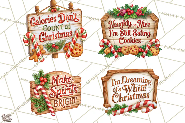 Candy Cane Lane Vintage Christmas Quote Signs