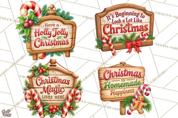 Candy Cane Lane Vintage Christmas Quote Signs example image 1