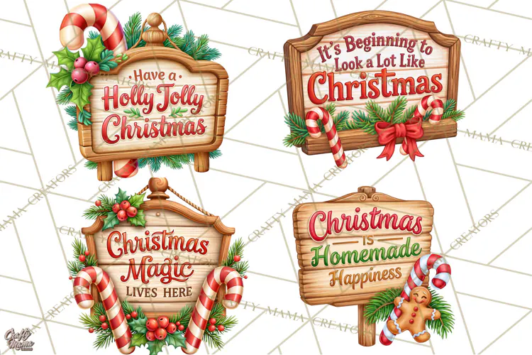 Candy Cane Lane Vintage Christmas Quote Signs