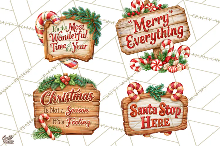 Candy Cane Lane Vintage Christmas Quote Signs