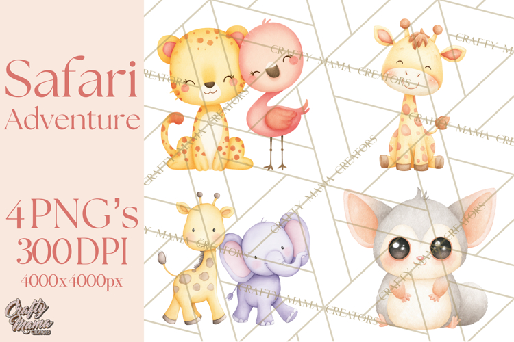 Watercolor Safari Animals Clipart Image 18