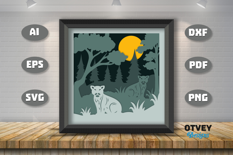 Tiger Safari Animal 3D Shadowbox Layered Papercut