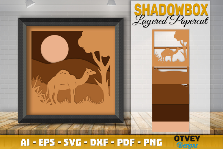 Camel Safari Animal 3D Shadowbox Layered Papercut