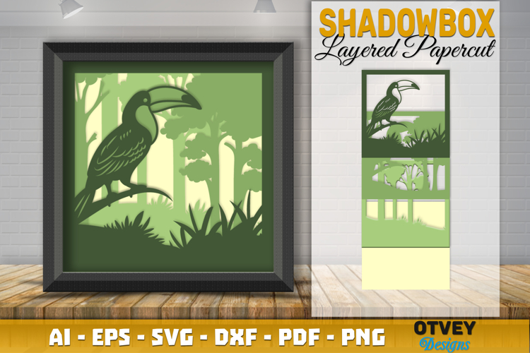 Toucan Safari Animal 3D Shadowbox Layered Papercut