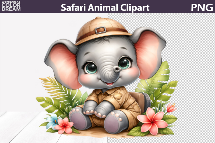 Safari Elephant Clipart | Kids Jangle Sublimation
