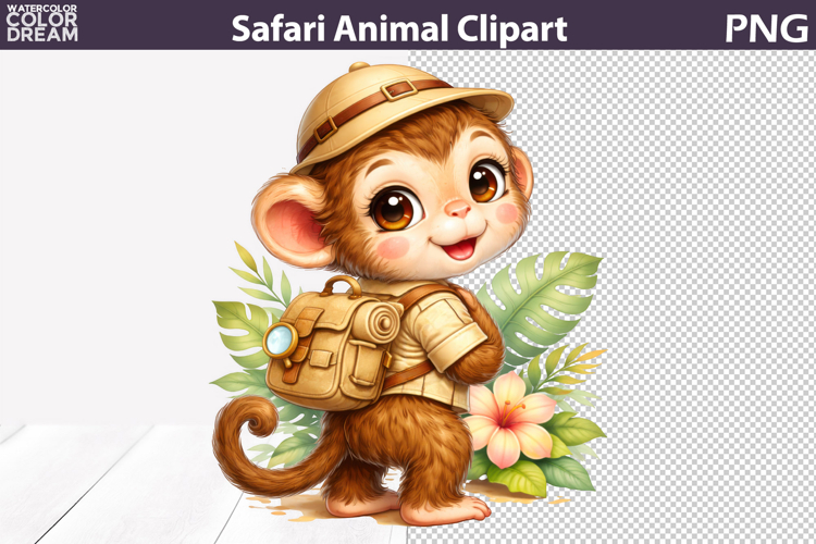 Safari Monkey Clipart | Kids Sublimation