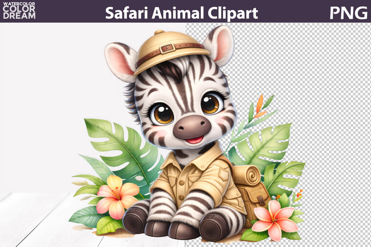 Safari Zebra Clipart | Kids Sublimation