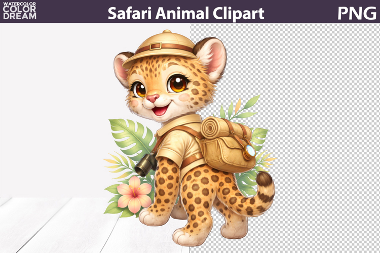 Safari Leopard Explorer Clipart | Cute Jungle Animal