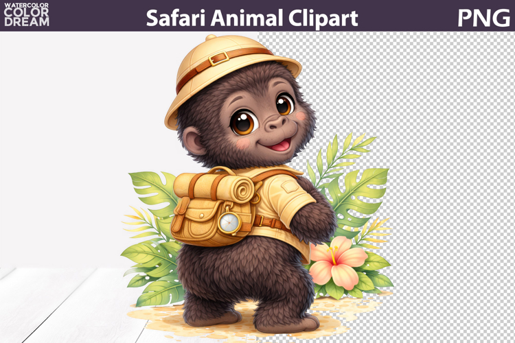 Safari Gorilla Explorer Clipart | Cute Jungle Animal
