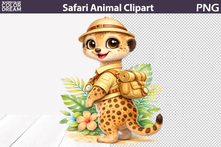 Safari Meerkat Explorer Clipart | Cute Jungle Animal