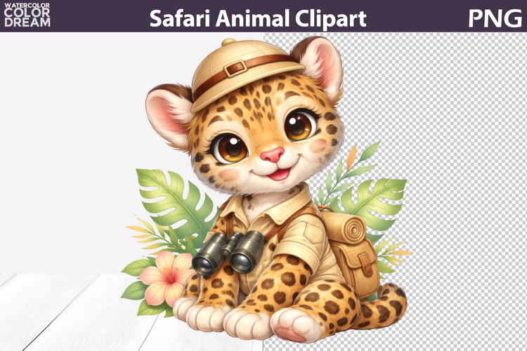 Safari Cheetah Explorer Clipart | Cute Jungle Sublimation