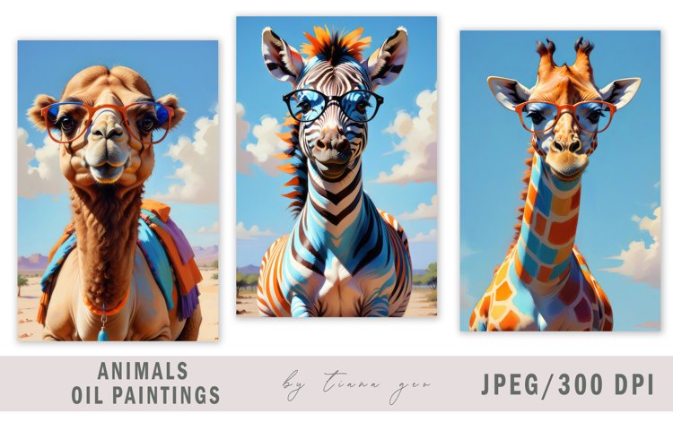 Cute safari animal illustrations for prints- 3 Jpeg