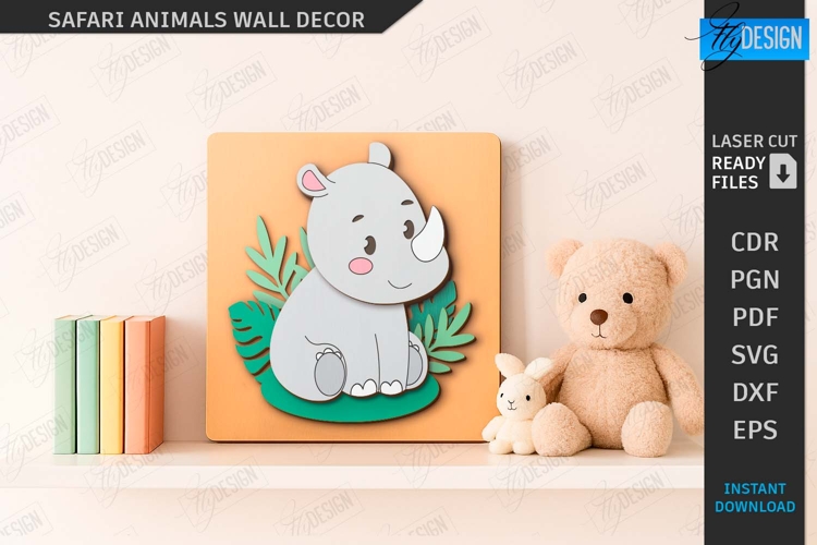 Safari Animal Wall Decor Laser Cut|Cartoon Animals|Kids SVG