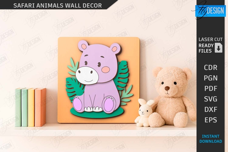 Safari Animal Wall Decor Laser Cut|Cartoon Animals|Kids SVG