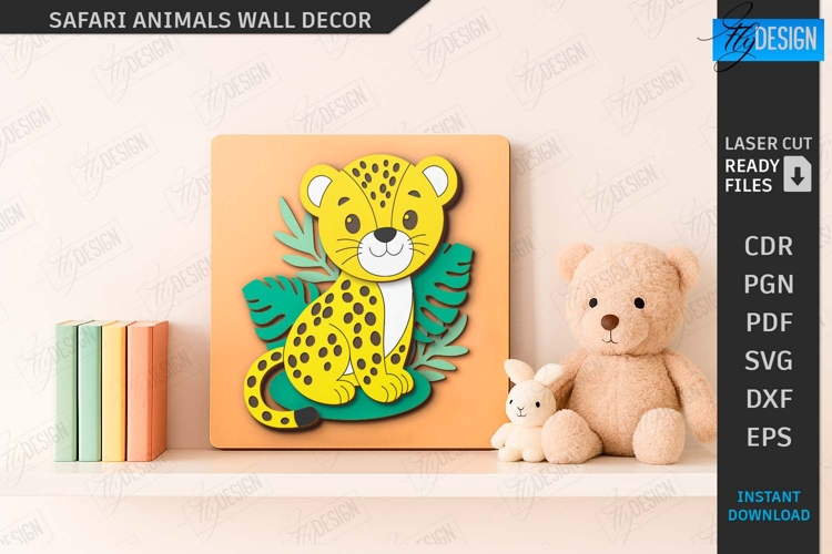 Safari Animal Wall Decor Laser Cut|Cartoon Animals|Kids SVG