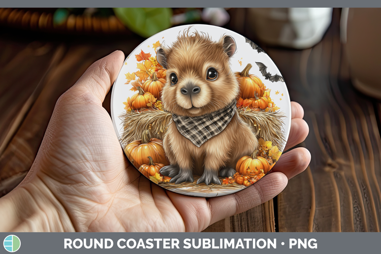 Safari Bandana Halloween Capybara Round Coaster Sublimation