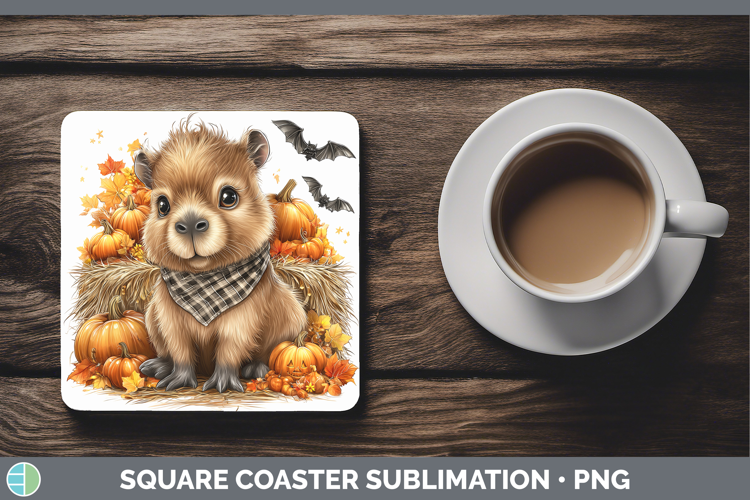 Safari Bandana Halloween Capybara Square Coaster Sublimation