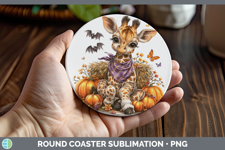 Safari Bandana Halloween Giraffe Round Coaster Sublimation C