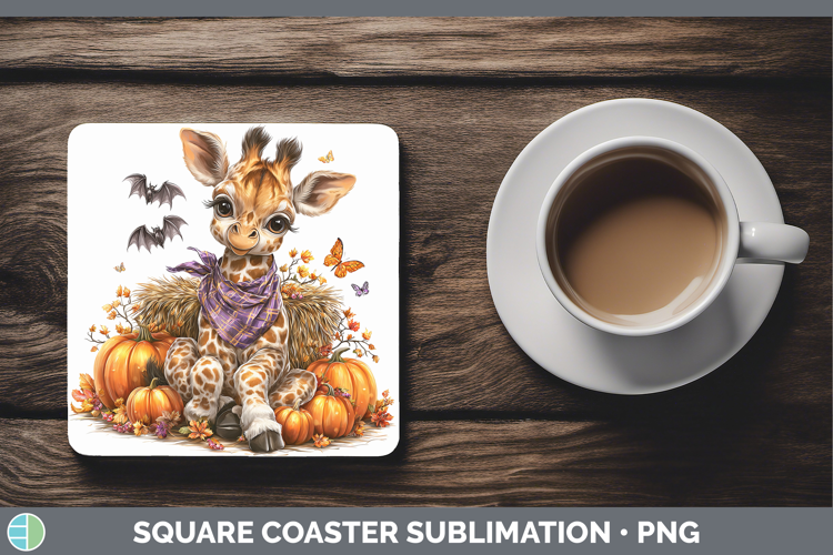 Safari Bandana Halloween Giraffe Square Coaster Sublimation