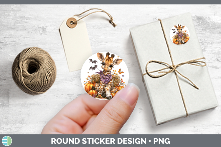 Safari Bandana Halloween Giraffe Stickers | Round Labels Des