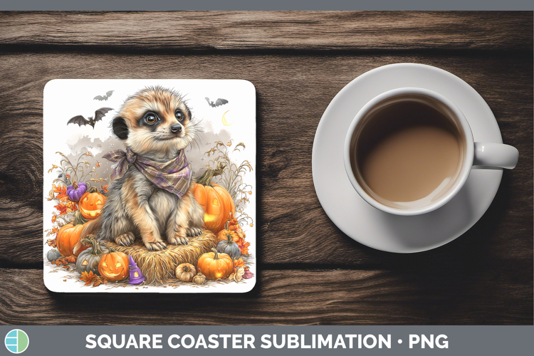 Safari Bandana Halloween Meerkat Square Coaster Sublimation