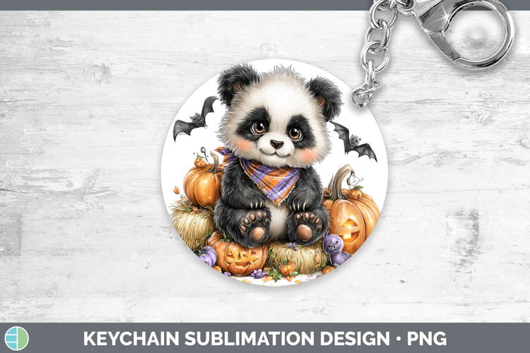 Safari Bandana Halloween Panda Bear Keychain Sublimation Key
