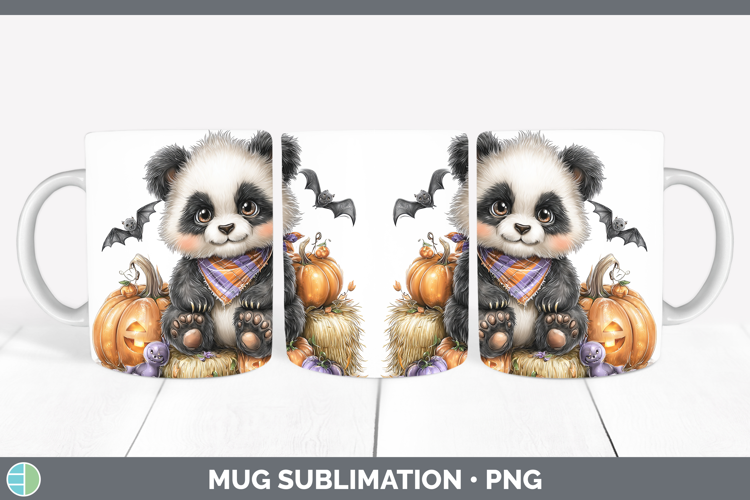 Safari Bandana Halloween Panda Bear Mug Wrap Sublimation Cof