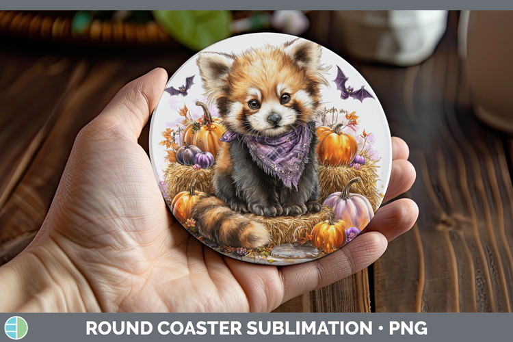 Safari Bandana Halloween Red Panda Round Coaster Sublimation