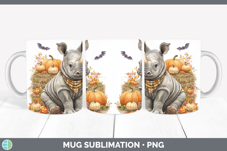 Safari Bandana Halloween Rhino Mug Wrap Sublimation Coffee C