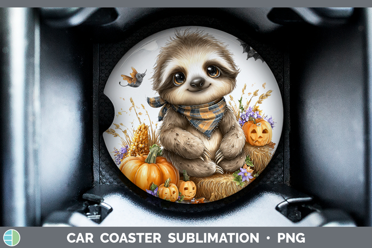 Safari Bandana Halloween Sloth Car Coaster Sublimation Desi