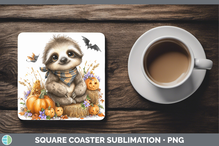 Safari Bandana Halloween Sloth Square Coaster Sublimation Co