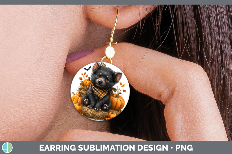Safari Bandana Halloween Tasmanian Devil Round Earrings Subl
