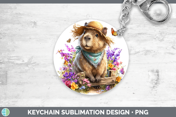 Capybara Keychain Safari Bandana Summer Sublimation Keyring