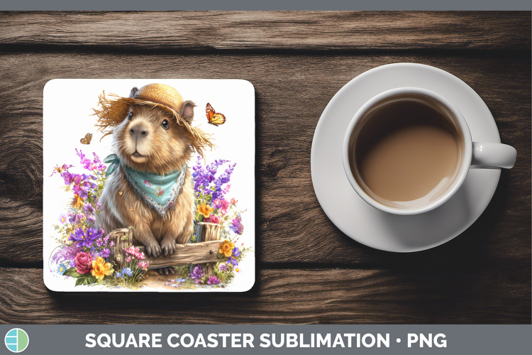 Capybara Square Coaster Safari Bandana Summer Sublimation Co
