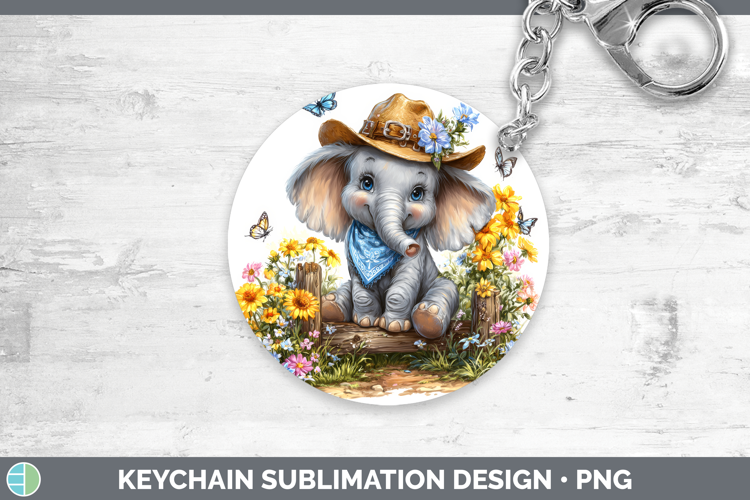 Elephant Keychain Safari Bandana Summer Sublimation Keyring