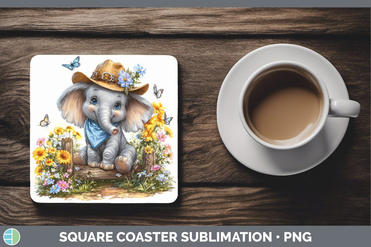 Elephant Square Coaster Safari Bandana Summer Sublimation Co