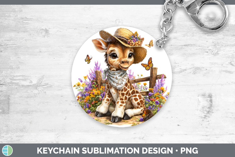 Giraffe Keychain Safari Bandana Summer Sublimation Keyring D