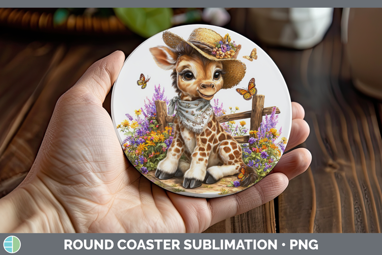 Giraffe Round Coaster Safari Bandana Summer Sublimation Coas