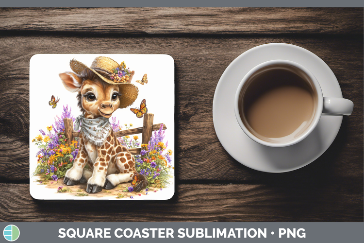 Giraffe Square Coaster Safari Bandana Summer Sublimation Coa