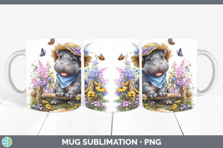 Hippo Mug Wrap Safari Bandana Summer Sublimation Coffee Cup
