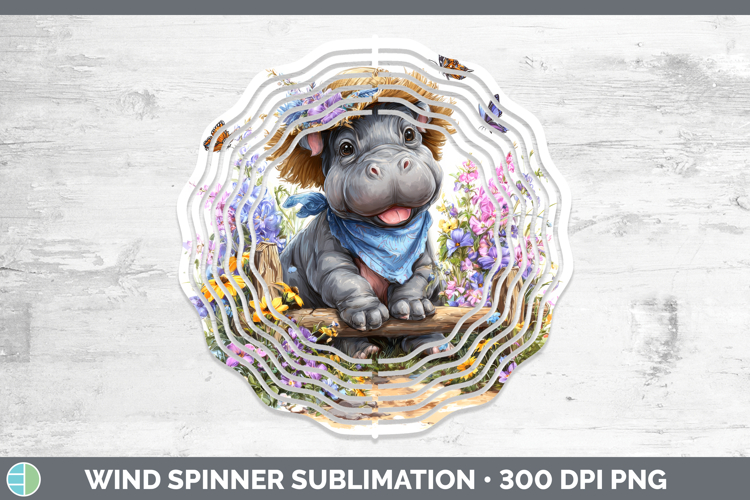 Hippo Wind Spinner Safari Bandana Summer Sublimation Spinner